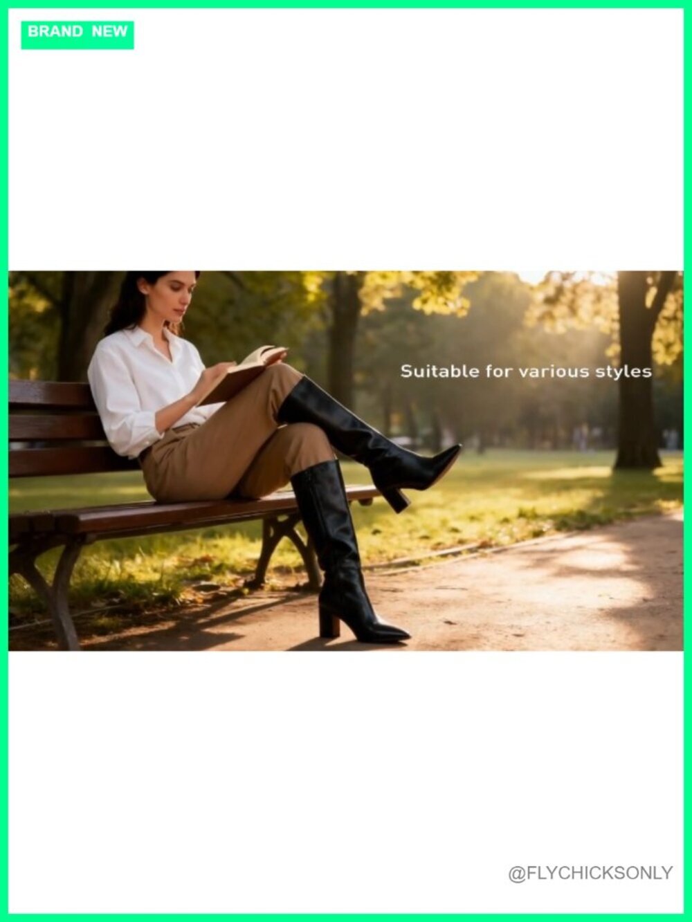 Women's Knee High Pointed Toe Chunky Block Heel Platform Boots - Picture 6 of 6